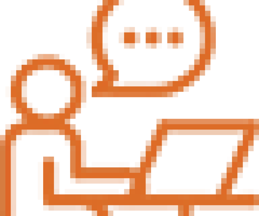 icon of worker of desktop chatting online